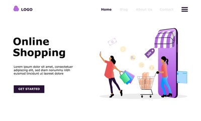 Online Shopping Vector Illustration Concept, Suitable for web landing page, ui,  mobile app, editorial design, flyer, banner, and other related occasion