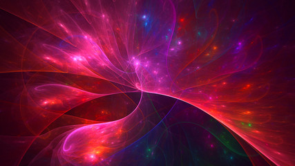 3D rendering abstract red fractal light background