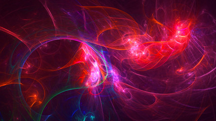 3D rendering abstract red fractal light background