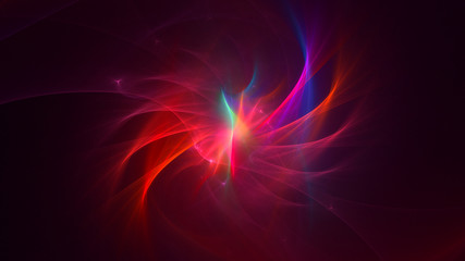 3D rendering abstract red fractal light background
