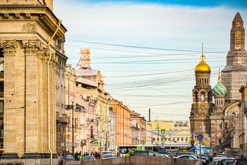 Fototapeta premium Gribobedov's Canal. Kazan Temple and the Cathedral of the Savior on Spilled Blood.