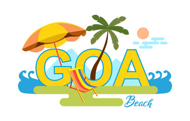 goa beach life design composition vector - obrazy, fototapety, plakaty