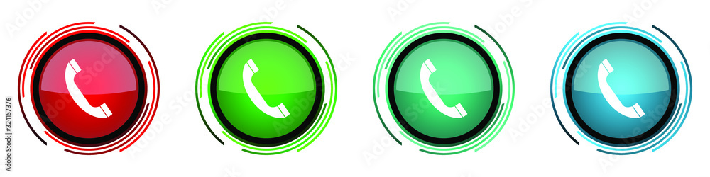 Poster phone round glossy vector icons, call, contact set of buttons for webdesign, internet and mobile pho
