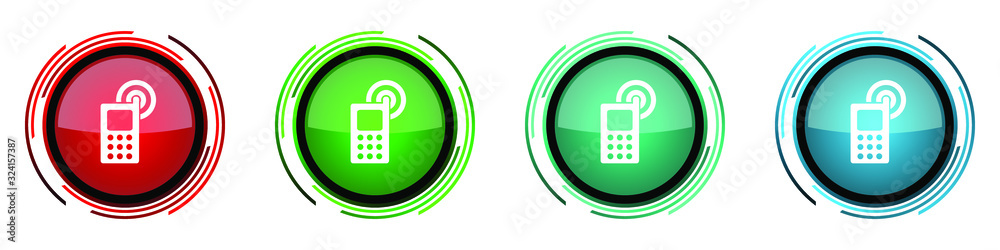 Poster phone round glossy vector icons, mobile, cell set of buttons for webdesign, internet and mobile phon