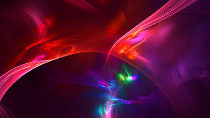 3D rendering abstract red fractal light background