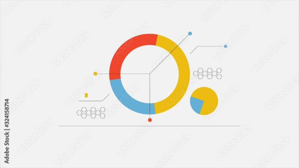 Poster big data visualization, business intelligence and data analysis technology concept. 2d animation, vi
