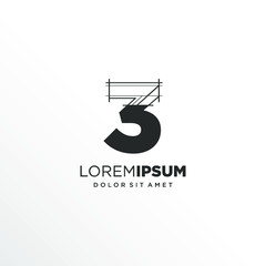 Number 3 Logo Design with Architecture Element