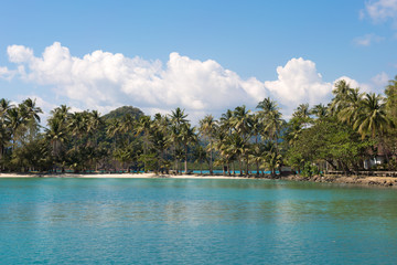 Tropical island sand beach on the sea.