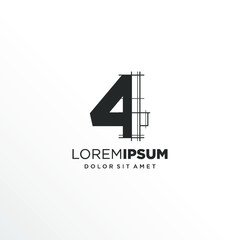 Number 4 Logo Design with Architecture Element