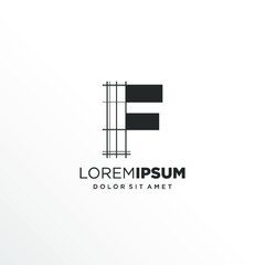 Letter F Logo Design with Architecture Element