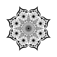 Vector circular ornament. Black and white isolated flower mandala. Vector illustration mandala for mehndi, tattoo, decor, henna, postcard, cover. Design Coloring book page antistress. Yoga template.