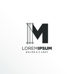Letter M Logo Design with Architecture Element