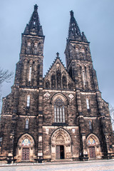 Fototapeta na wymiar Front side of St. Peter and St. Paul Basilica, Prague