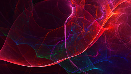 3D rendering abstract red fractal light background