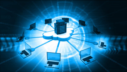 Cloud computing technology background. Digital illustration.