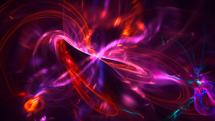 3D rendering abstract red fractal light background