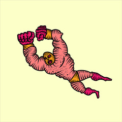 Cartoon wrestling. Sport vector illustration