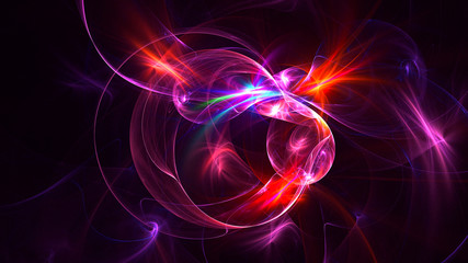 3D rendering abstract red fractal light background