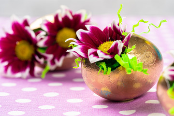 Easter background with bright colored Easter egg