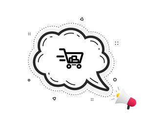 Delivery Service icon. Quote speech bubble. Shopping cart sign. Express Online buying. Supermarket basket symbol. Quotation marks. Classic shopping cart icon. Vector