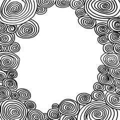 A frame of twisted spirals with an empty space in the middle for your text. Frame made of decorative speralies.