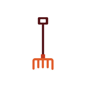 rake farm tool flat style icon