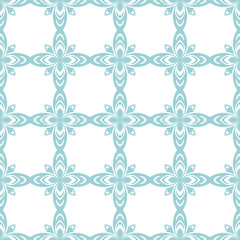 Floral seamless pattern. Blue and white background. Vector illustration