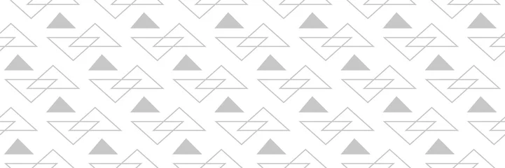 Papier Peint photo Lavable Triangle Impression géométrique. Motif gris sur fond transparent long blanc