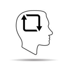 silhouette of human head with repeat icon