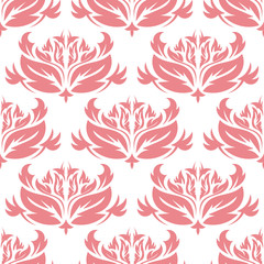 Floral seamless pattern. Pink flowers on white background