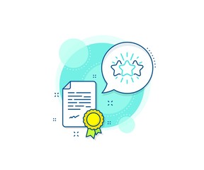 Feedback rating sign. Certification complex icon. Star line icon. Customer satisfaction symbol. Certificate or diploma document. Star sign. Vector