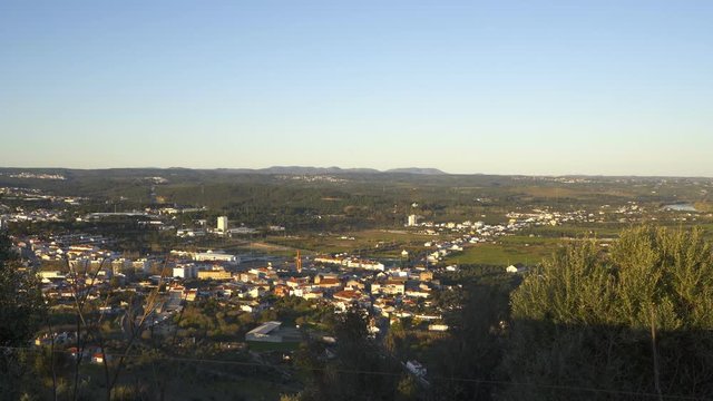 Abrantes landscape view at sunset from the castle, in Portugal