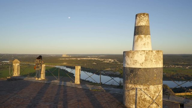 Abrantes landscape view at sunset from the castle, in Portugal