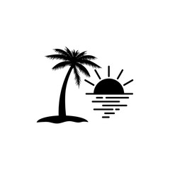 Palm tree icon of summer and travel logo isolated on white background