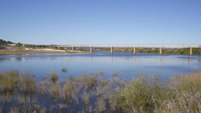 Abrantes city view with river guadiana, in Portugal
