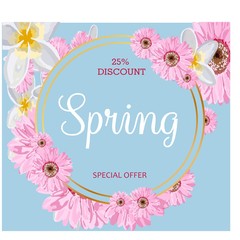 BIG SALE. Banner for advertising discounts and promotions. Spring discounts. Bright design. Flowers on a light background..