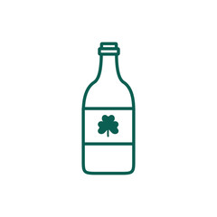 saint patricks day beer bottle with clover leaf line style