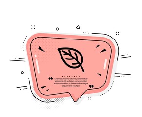 Leaf icon. Quote speech bubble. Nature plant sign. Environmental care symbol. Quotation marks. Classic leaf icon. Vector