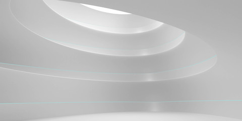 Obraz premium modern futuristic abstract white architecture background 3d render illustration with day lighting