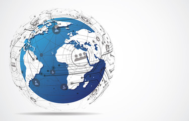 Global network connection. World map point and line composition concept of global business. Vector Illustration