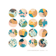 Vector set design colorful templates icons and emblems - social media story highlight. Different contemporary blogger icons in trendy style.