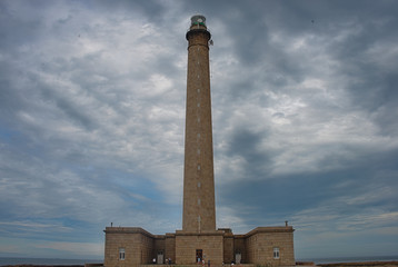 CHERBOURG, FRANCE - June 6th 2019 - Huge stone lighthouse