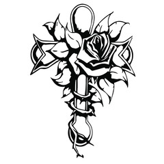 Cross icon. Hand drawn vector illustration