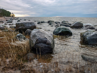 landscape with stony sea coast