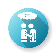 Empathy blue flat design long shadow glyph icon. Strong emotional bond, interpersonal understanding, friendship. Mutual support and solidarity, friendly relationship. Silhouette RGB color illustration