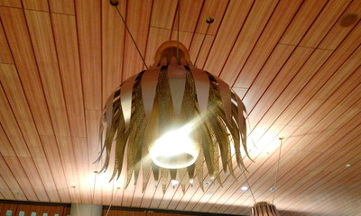 Wooden Ceiling finishes view in an international airport Gate for boarding passengers