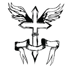 Cross icon. Hand drawn vector illustration