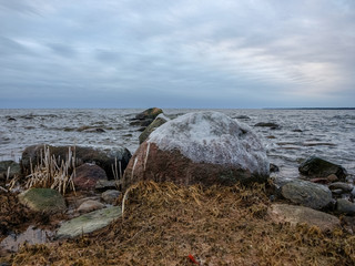 landscape with stony sea coast