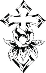 Cross icon. Hand drawn vector illustration