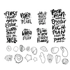 Oyster quote fot  design. Shell illustration.